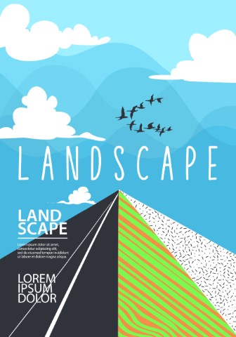 Abstract mountain peak landscape. Modern minimalist art print.