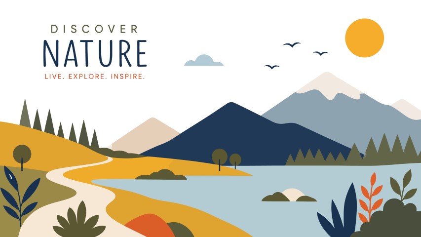 Inspirational mountain landscape nature poster.