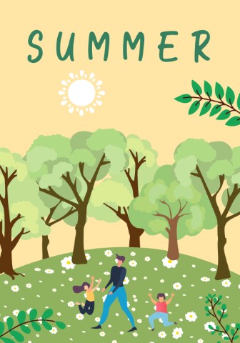 Summer. Happy people having fun in the park. Summer posters.