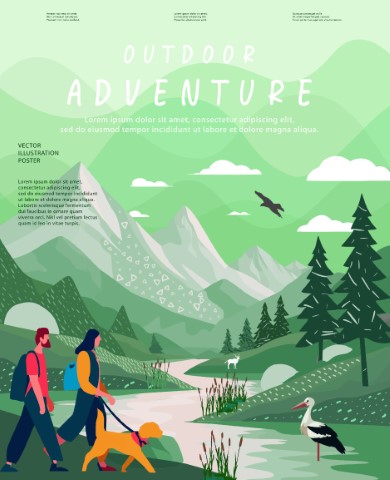 Nature and landscape. Backpacker hiker. People hiking on mountain road.