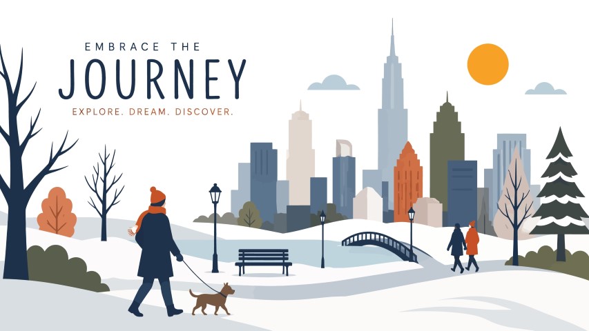 Inspirational city journey nature winter landscape.