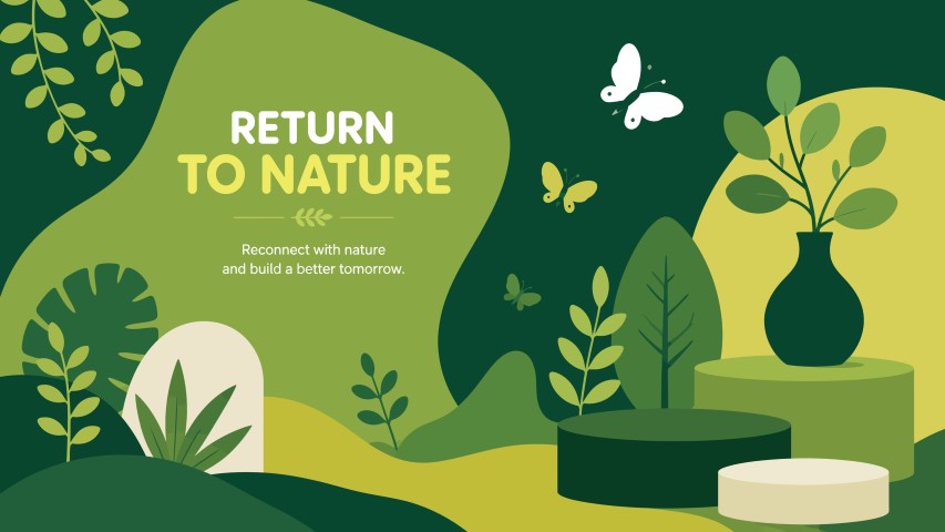 Nature concept background with plant life and product stand.