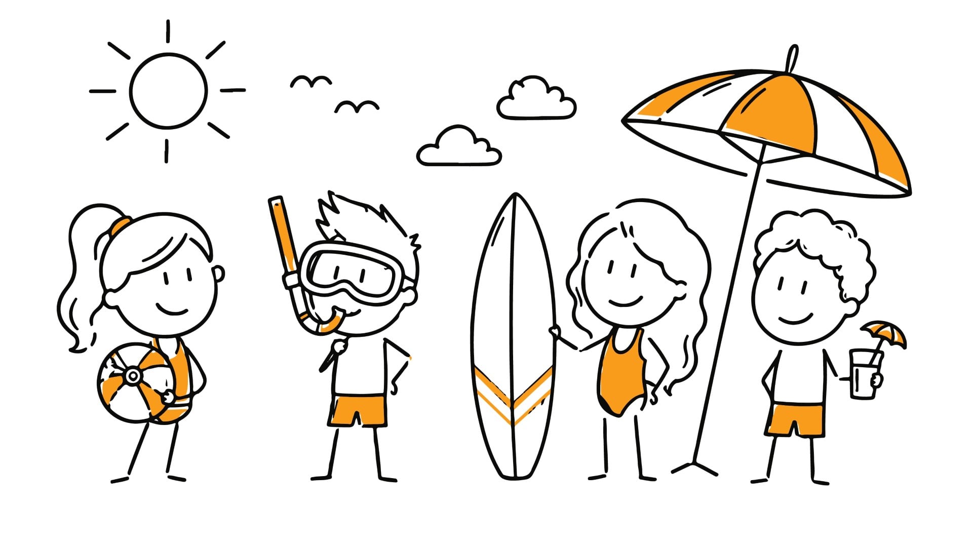 Group of friends playing with sports gear on the beach.