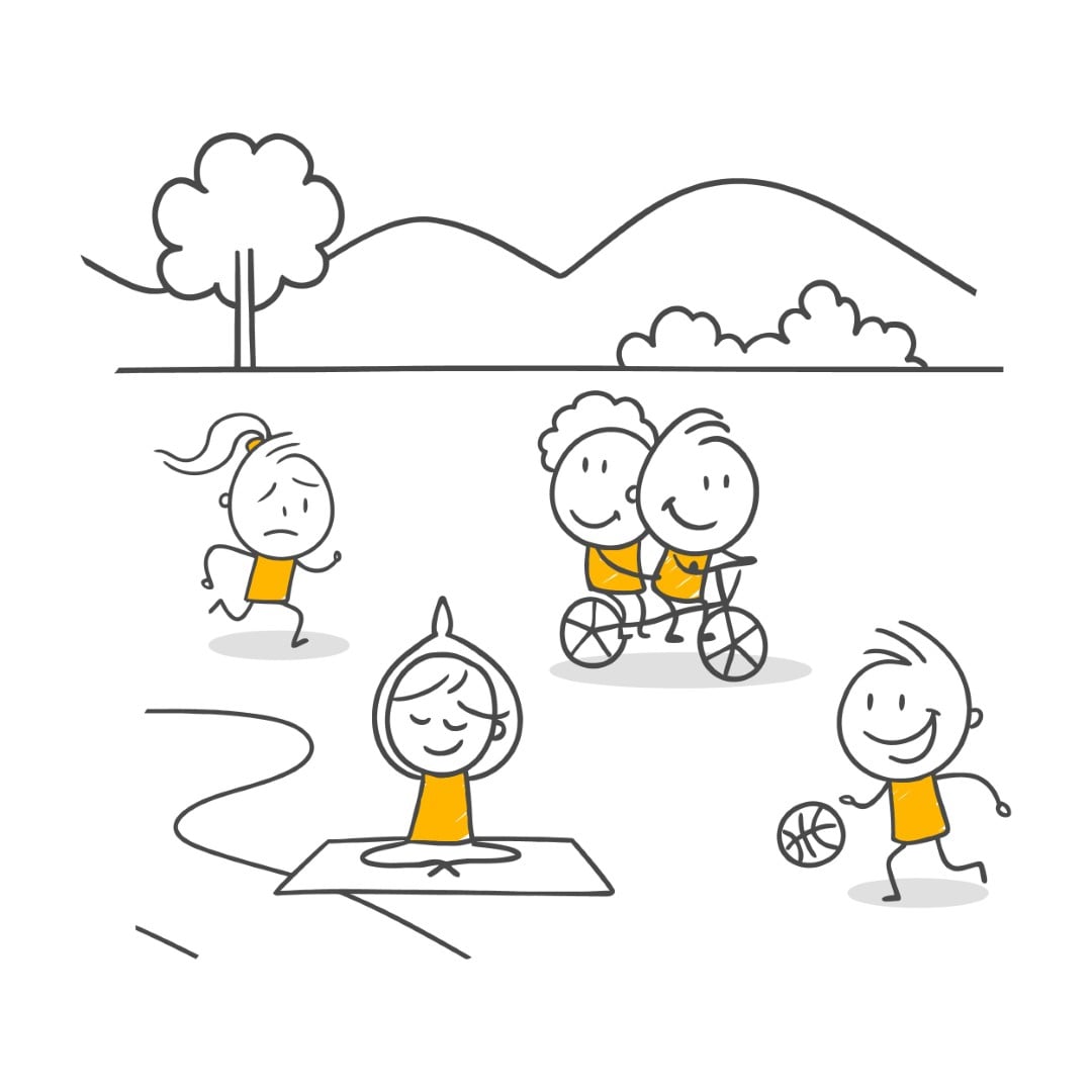 A Healthy And Happy Lifestyle With Different Activities In The Middle Of Nature.
