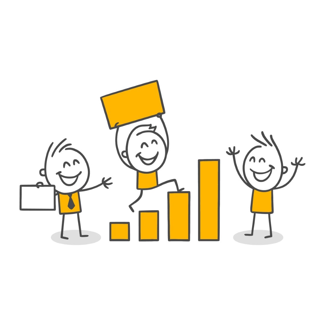 The Joy Of Reaching Goals In Business Life And Celebrating The Rising Graph.
