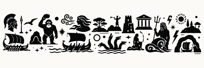 Ancient greek mythology silhouettes collection.