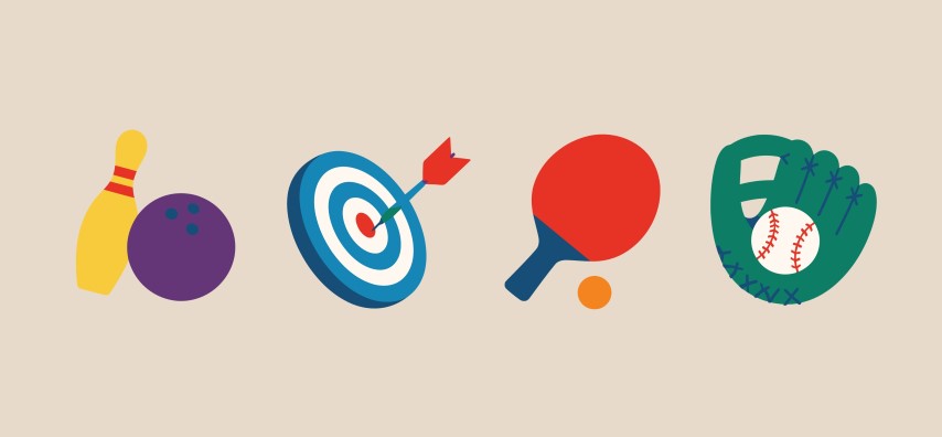 Various sport equipment set for competitive games.