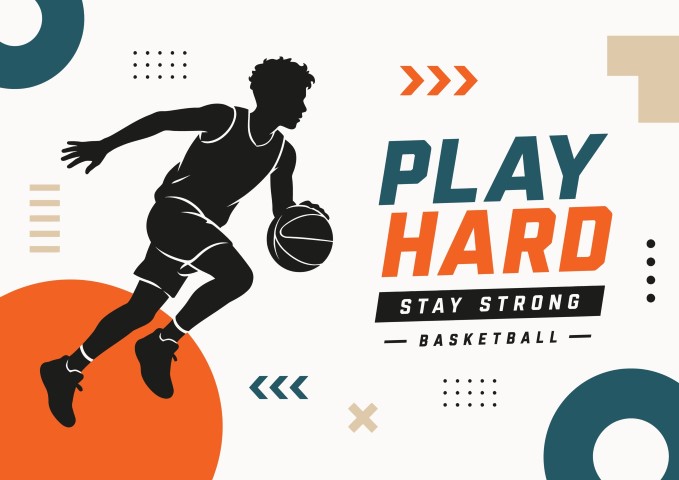 Basketball player dribbling the ball.