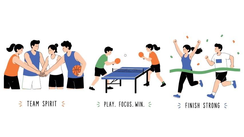 Team spirit and sport victory scenes.