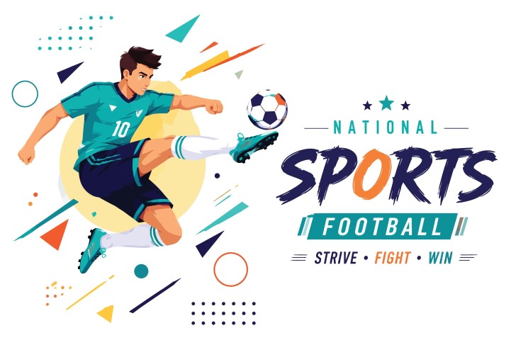 Dynamic professional soccer player kicking ball.