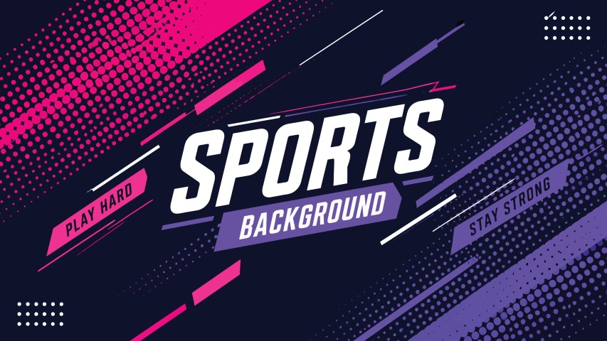 Abstract energetic sports background with motion lines and halftone.