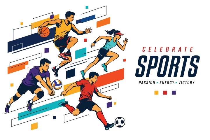 Diverse athletes celebrating sports.