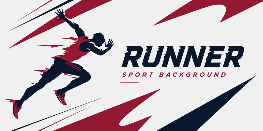 Runner in action for athletic sport background.