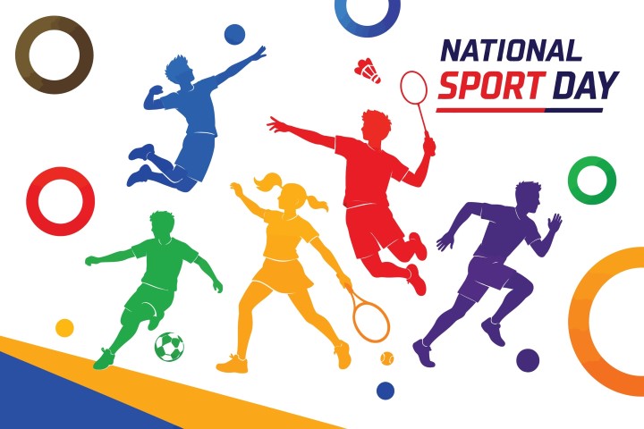 National sport day concept with athletes in silhouette.