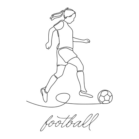 The single line style illustration reflecting the energy of football offers a simple and modern sports design.