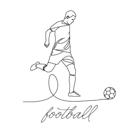 A football illustration created with a continuous line offers a modern and dynamic sports theme.