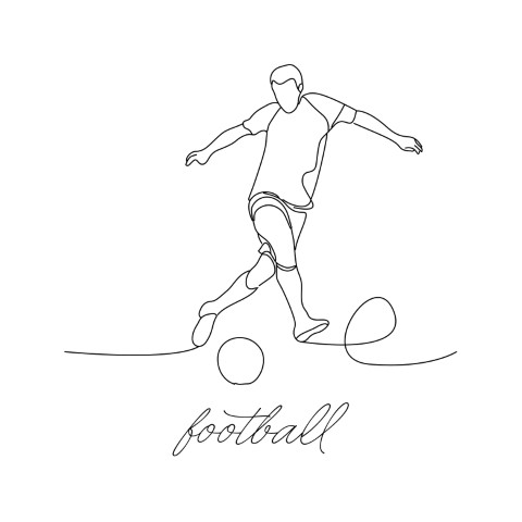 A stylish illustration design created with a single line, with a football theme.