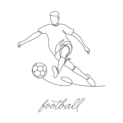Modern football themed drawing with simple lines, an energetic sports design.