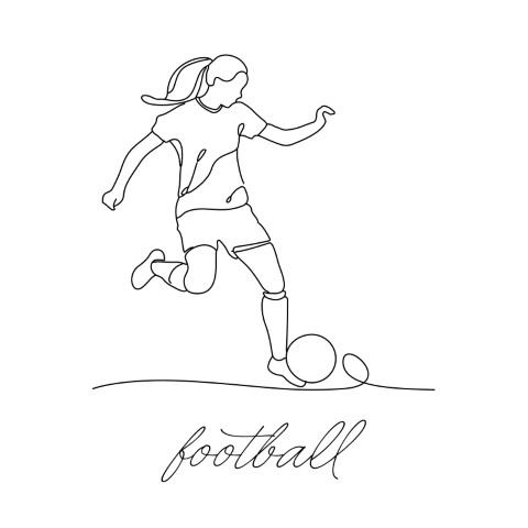 The illustration, which captures the movement of football with a simple line, is ideal for minimalism lovers.