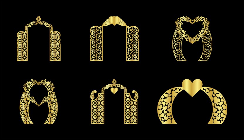 Decorative wedding gate panel pattern. Vector.