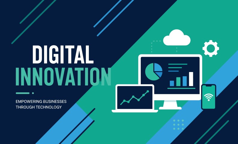 Conceptual illustration of digital business innovation and technology.
