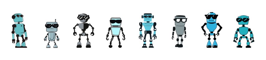 Cute vector robot collection set. Vector.