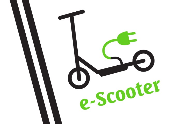 Scooter parking - marked parking area for scooters. Scooter sign.