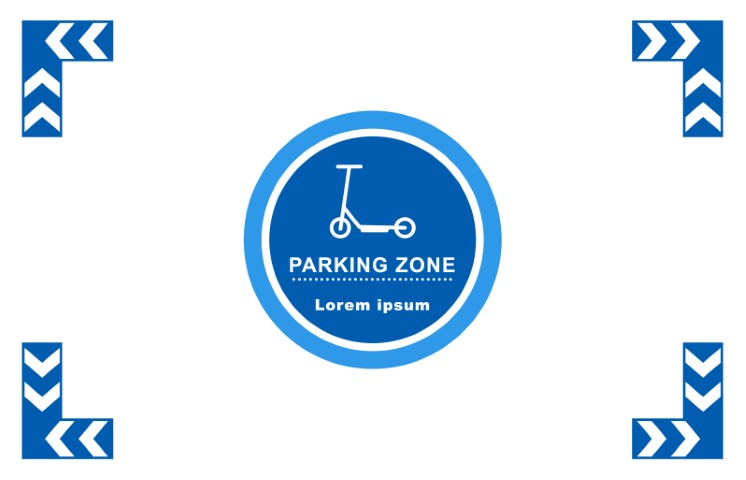 Scooter parking - marked parking area for scooters. Scooter sign.