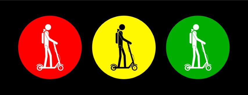 Scooter warning signs. Vector.