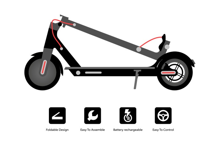 Foldable electric scooter. illustration - Vector.